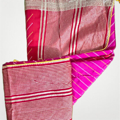 Deginer leheriya pure georgetta saree with zari weaving - Image 3
