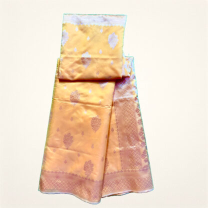 Pure soft silk golden yellow zari weaving work saree - Image 3