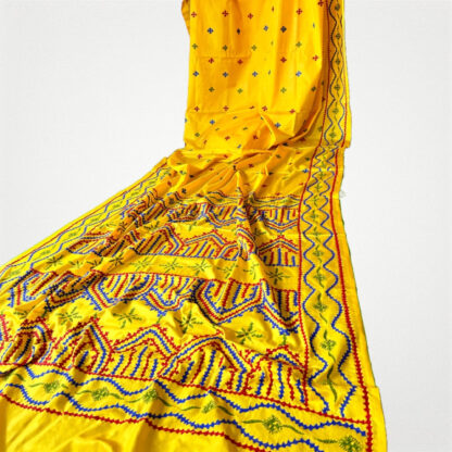 Pure silk hand work kandha stich traditional wear saree