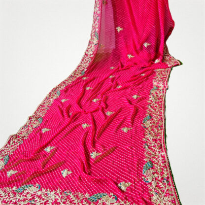 Pure Georgette leheriya embroidery with jari work peacock designer border saree