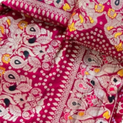 Deginer upada silk fabric bandhani ghatchola meenakari banarsi saree with Bp - Image 2