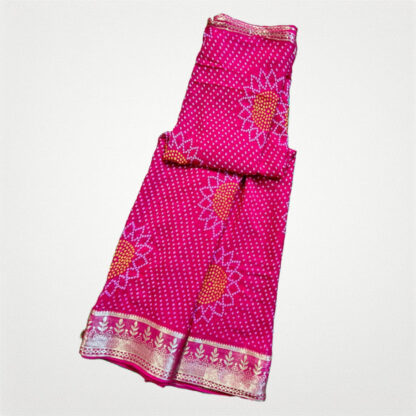 Pure bandhani silk party wear saree with Zari weaving work - Image 2