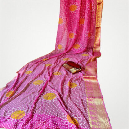 Pure bandhani silk party wear saree with Zari weaving work