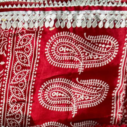 Deginer Gaji silk modal Ajrakh hand print gotta patti work jaipuri saree - Image 4