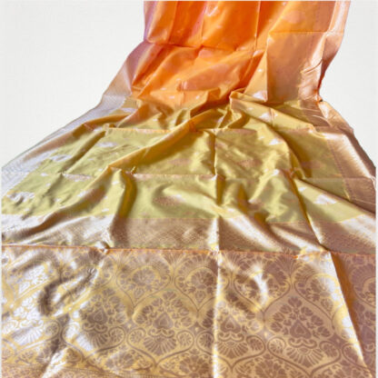 Pure soft silk golden yellow zari weaving work saree