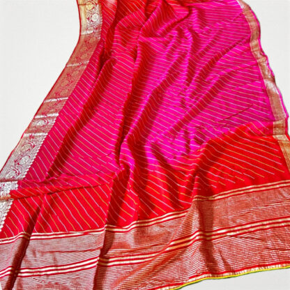 Deginer leheriya pure georgetta saree with zari weaving