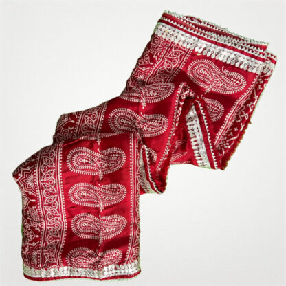 Deginer Gaji silk modal Ajrakh hand print gotta patti work jaipuri saree - Image 3