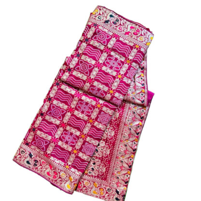 Deginer upada silk fabric bandhani ghatchola meenakari banarsi saree with Bp - Image 3