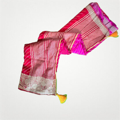 Deginer leheriya pure georgetta saree with zari weaving - Image 2