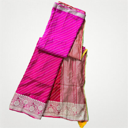 Deginer leheriya pure georgetta saree with zari weaving - Image 4