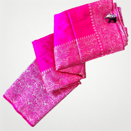 Banarasi soft silk saree with zari weaving work - Image 3