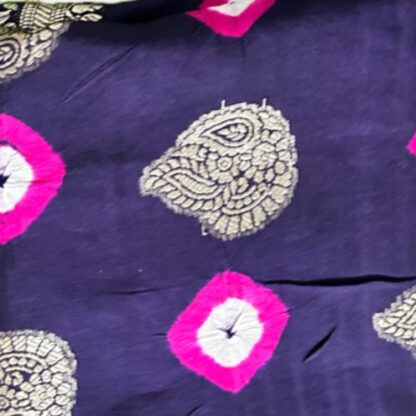 New Deginer Dola silk Bandhani saree with banarsi upada zari weaving - Image 3