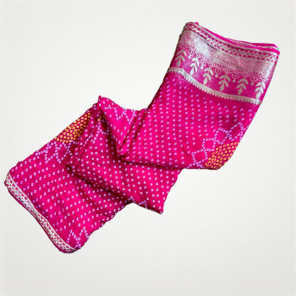 Pure bandhani silk party wear saree with Zari weaving work - Image 4