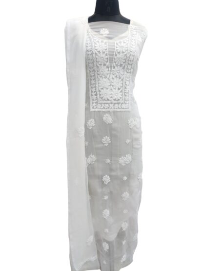 Best quality Viscose georgetta 3 pices suit (top,bottom, dupatta) with chikankari work. - Image 2